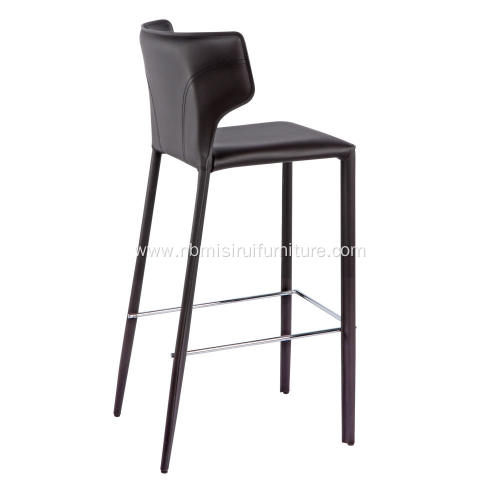 Italian minimalist saddle leather armrest bar stool